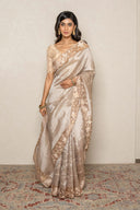Regal Olive Gold Brocade Silk Saree