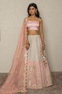 Dual tone Pink tissue Lehenga Set with Sheer Organza Dupatta