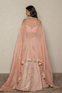 Dual tone Pink tissue Lehenga Set with Sheer Organza Dupatta