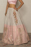 Dual tone Pink tissue Lehenga Set with Sheer Organza Dupatta