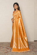 Radiant Mango Yellow Banarasi Art Silk Saree With Traditional Zari Weaving