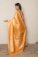 Radiant Mango Yellow Banarasi Art Silk Saree With Traditional Zari Weaving