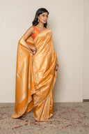 Radiant Mango Yellow Banarasi Art Silk Saree With Traditional Zari Weaving