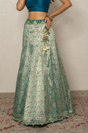 Green Banarasi Ghagra with Hand Zardozi Work