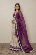 Striped Banarasi Tissue Ghaghra with Contrast Purple Dupatta