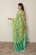 Green & Turquoise Handloom Silk Saree With Gold Zari Weaving