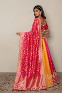 Rani Multicolor Shaded Raw Silk Zardozi Ghaghra Set