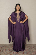 Dark Purple floor length with drop sleeves