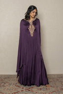 Dark Purple floor length with drop sleeves