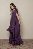 Dark Purple floor length with drop sleeves