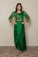 Green overlap ghatchola drape