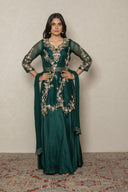 Emerald green Organnza kurta with gota ,zari & pearl work