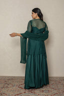 Emerald green Organnza kurta with gota ,zari & pearl work