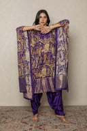purple pichhwai print kaftan set