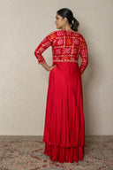 Red Ghatchola and modal silk layered gown