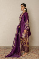 wine Embroidered Kurta with pichhwai farsi pants