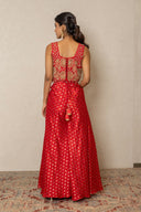 Red Embroidered Crop Top & sharara Set