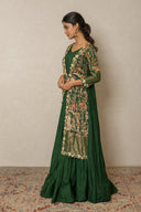 Handloom Silk Long Dress with pichhwai print layered jacket