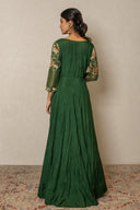 Handloom Silk Long Dress with pichhwai print layered jacket