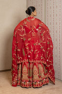 Red Silk Zardozi Lehenga Set