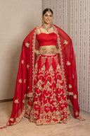 Red Silk Vantara Lehenga Set