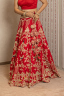 Red Silk Vantara Lehenga Set