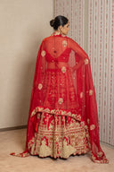 Red Silk Bridal Zardozi Lehenga Set