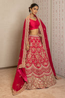 Coral Pink Zardozi Lehenga Set