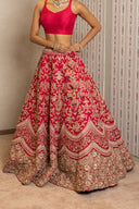 Coral Pink Zardozi Lehenga Set