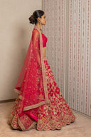 Pink Resham Ari Work Lehenga Set