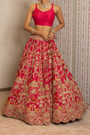 Pink Resham Ari Work Lehenga Set