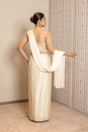Ivory Satin Silk Drape Saree With Tissue Corset