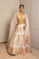 Golden Tissue Peacock Lehenga Set
