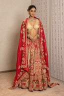 Red Silk Pichwai Zardozi Lehenga Set