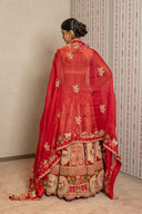 Red Silk Pichwai Zardozi Lehenga Set