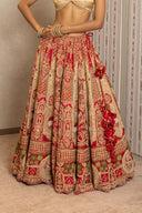 Red Silk Pichwai Zardozi Lehenga Set