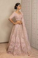 Pink Silk Zardozi Lehenga Set