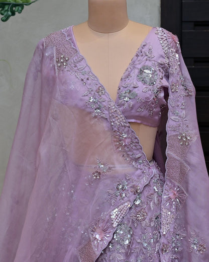 Fancy Organza Lehenga with Embellished Embroidery image 1