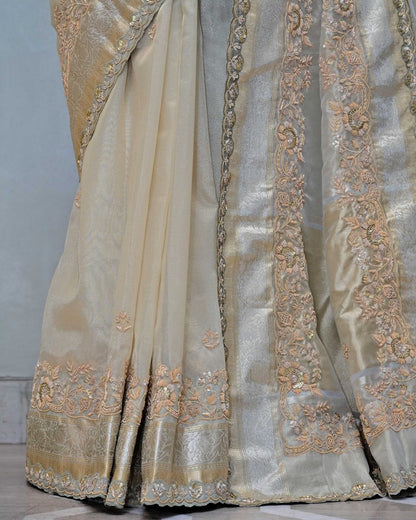 Tissue Weave Saree with Double Border image 4