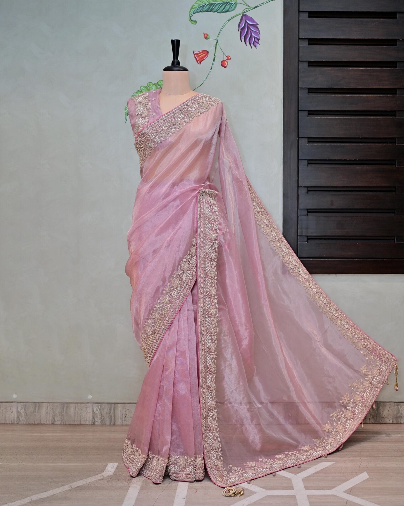 Pink Tissue Saree image 0
