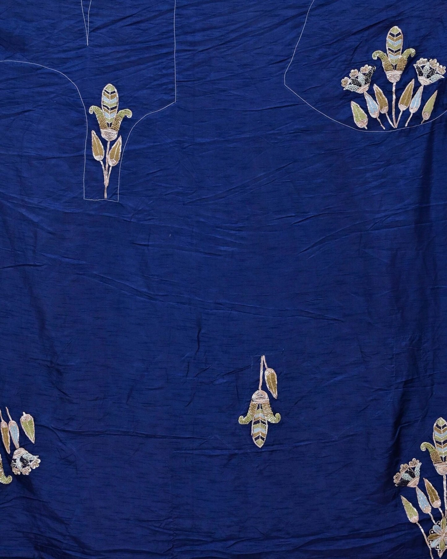 Ink Blue Organza Saree with Big Boota and V-Flower Design image 5
