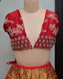 Red Patola Silk Lehenga with Organza Dupatta image 1