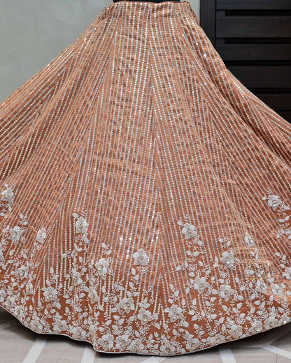 Copper Tissue Lehenga with Sequin Work image 3