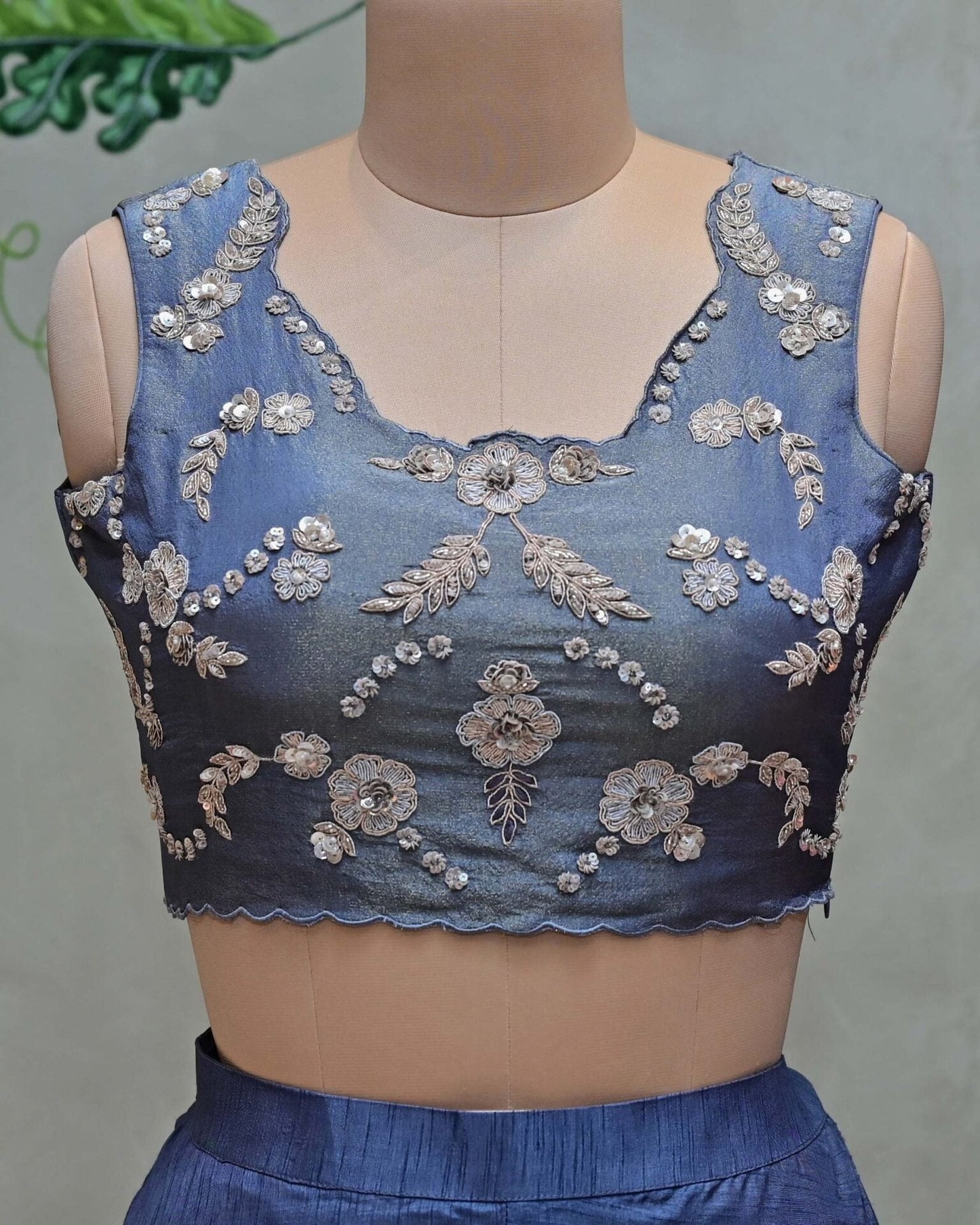 Tissue Embroidered Jacket with Bustier & Skirt image 2