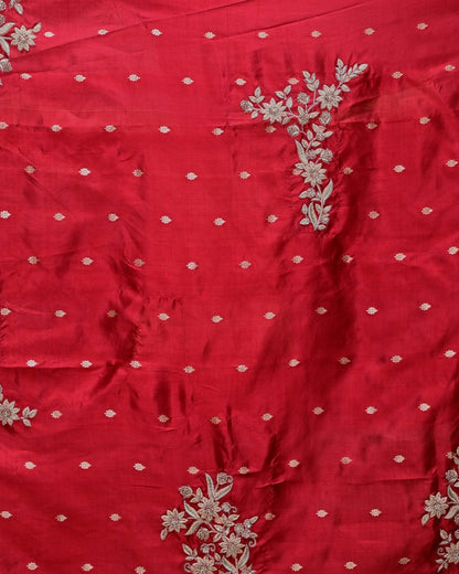 Red Silk Saree with Boota Highlight Border image 5