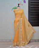 Yellow Crush Tissue Saree image 1