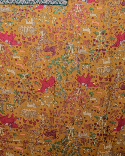 Green Silk Saree with Kalamkari Palla image 5