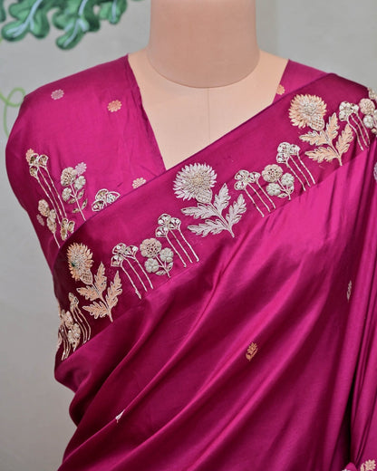 Magenta Silk Saree with Boota Highlight Border image 2