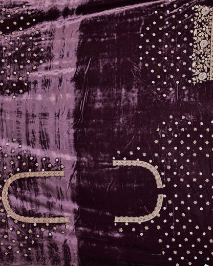 Mauve Tissue Saree with Cutdana Border image 5