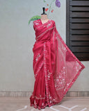 Pink Organza Saree image 1